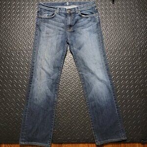7 For All Mankind Austyn Jeans, 34x29, Medium Wash Denim, Straight Leg, Used